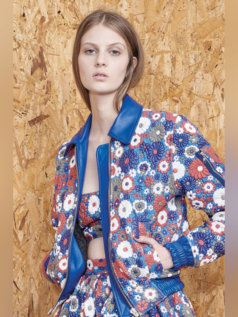 House of Holland 2016 Resort Leather Bomber Jacket